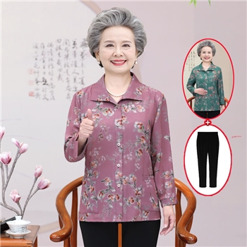 老年人春装女60-70岁奶奶装妈妈衬衫大码夏装衬衣老太太夏天衣服