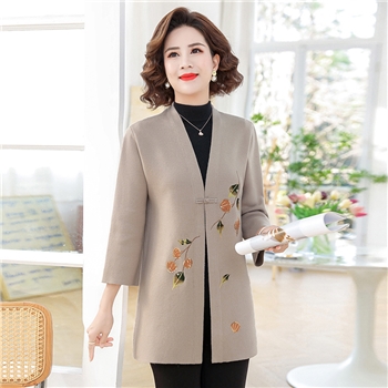 妈妈装秋冬毛衣开衫外套中长款50岁中老年妇女洋气高贵针织衫上衣