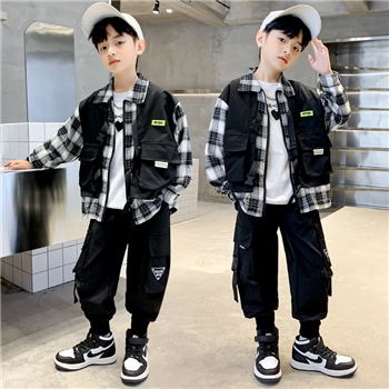 春款童装新款儿童套装2024韩版男童套装帅气中大童运动套装两件套