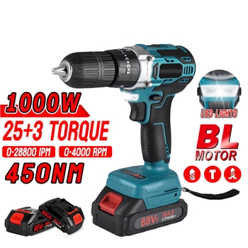 无刷手电钻锂电钻冲击钻充电手电钻家用多功能打孔插电工具箱套装