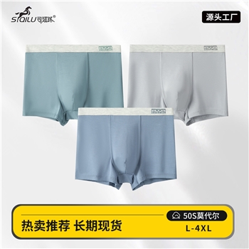 2024新款男士内裤莫代尔纯色时尚潮牌平角裤透气无痕内裤男士