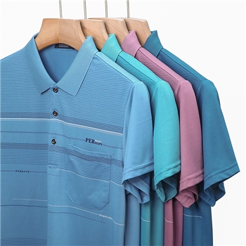 夏季新款翻领短袖Polo衫男中年休闲上衣打底衫男装T恤爸爸装