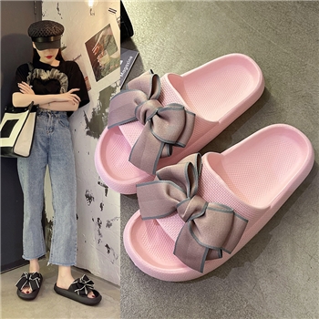 2024踩屎感凉拖鞋ins蝴蝶结厚底情侣浴室拖鞋夏季女eva拖鞋