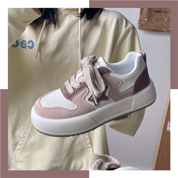 白鹿热卖拼色新品星星鞋子女丑萌面包休闲鞋2023新款厚底鞋女