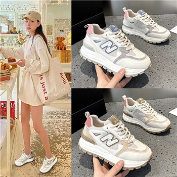 真皮韩版阿甘鞋老爹鞋女2024春季新款圆头厚底舒适运动时尚休闲鞋