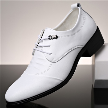 内增高皮鞋男士牛皮青年软底软面白色男鞋小白鞋系带婚鞋