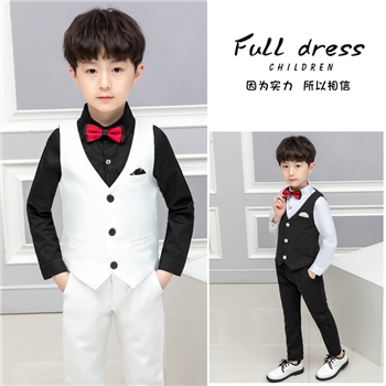 男童西装马甲套装2024秋季儿童新款西服礼服两件套童装直发